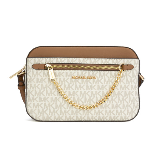 Michael Kors Jet Set East West Chain Crossbody Bag - Vanilla/Acorn - 194900274491