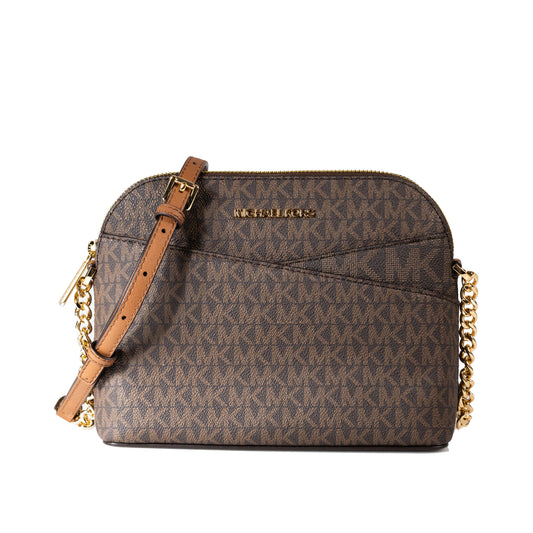 Michael Kors Jet Set Travel Medium Logo Dome Crossbody Bag - Brown - 194900656365