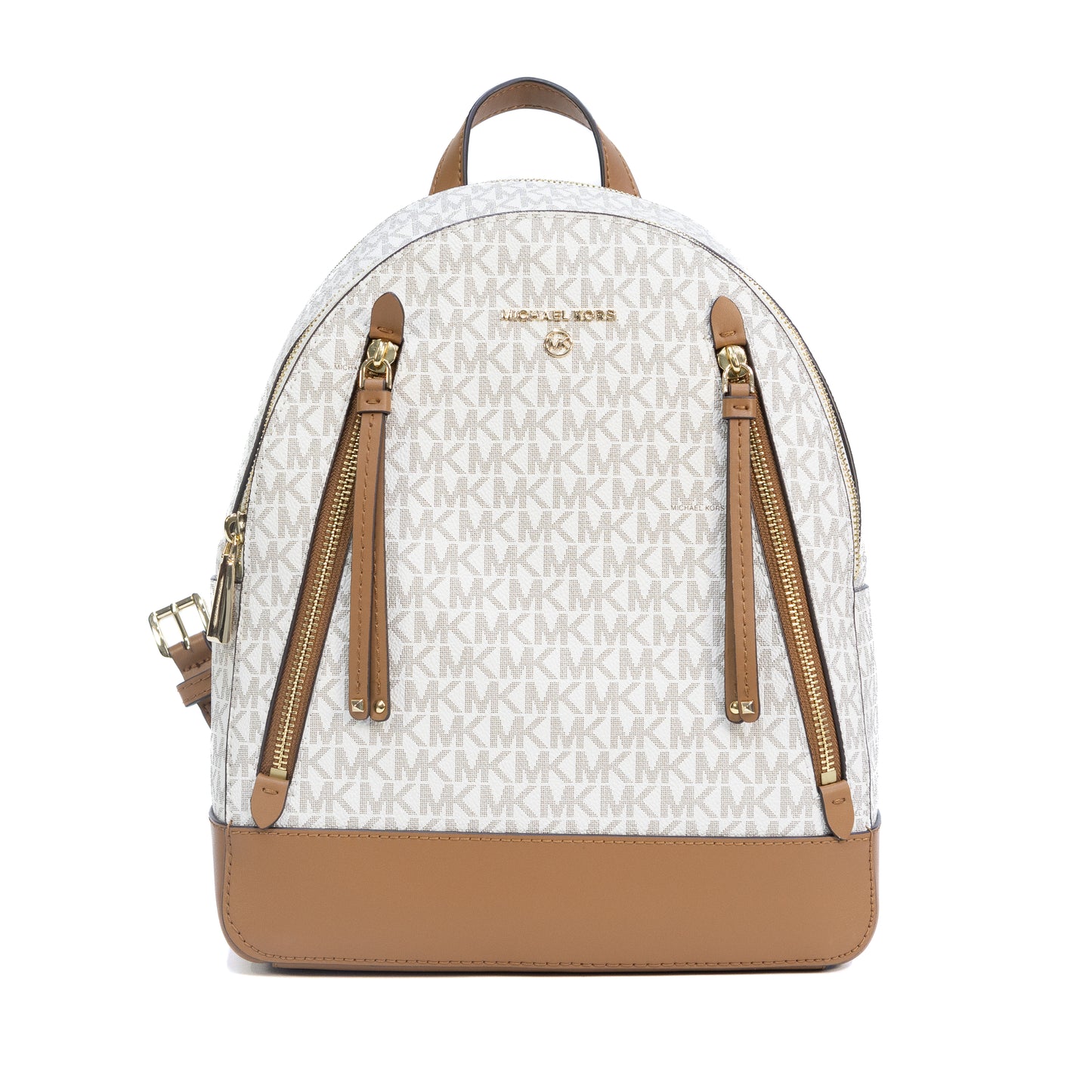 Michael Kors Brooklyn Medium Pebbled Leather Backpack - Ivory/Brown