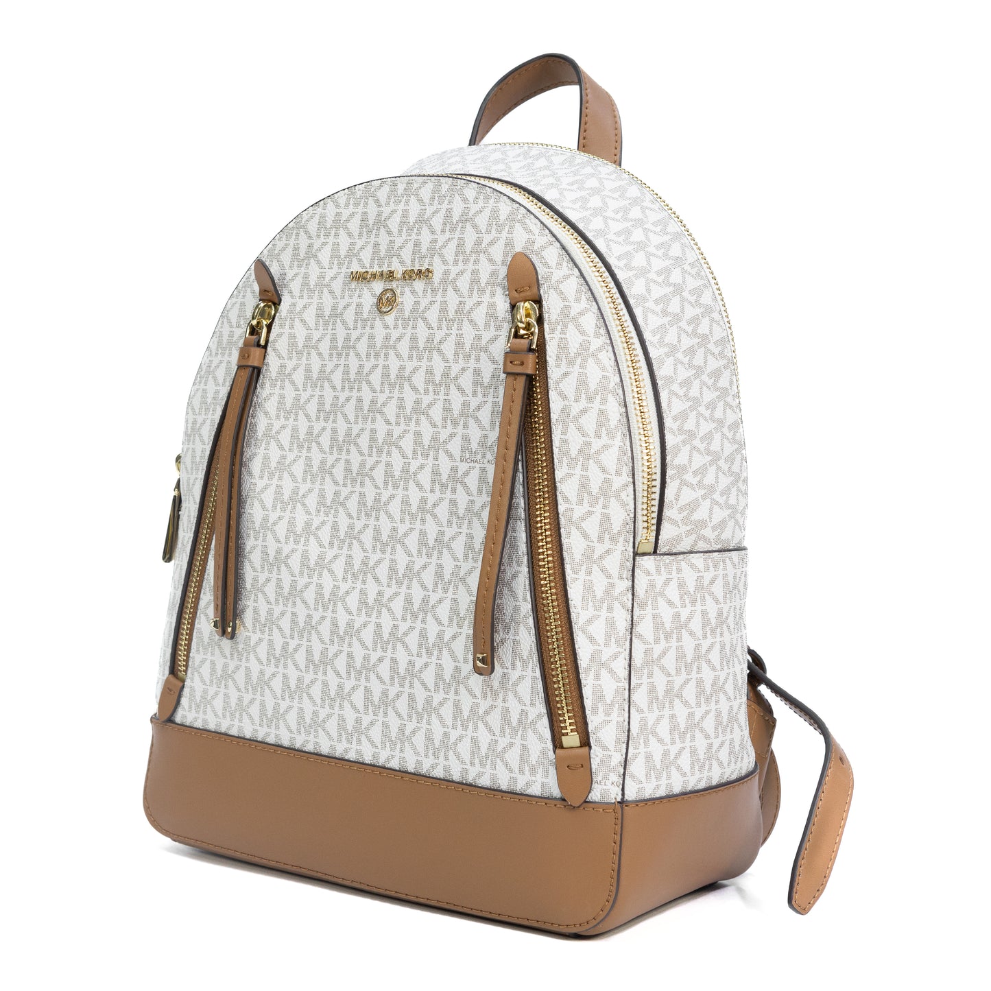 Michael Kors Brooklyn Medium Pebbled Leather Backpack - Ivory/Brown