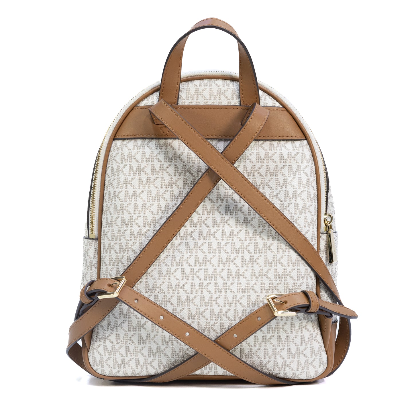 Michael Kors Brooklyn Medium Pebbled Leather Backpack - Ivory/Brown