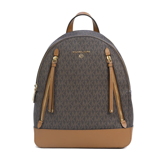 Michael Kors Brooklyn Medium Pebbled Leather Backpack - Brown/Acorn