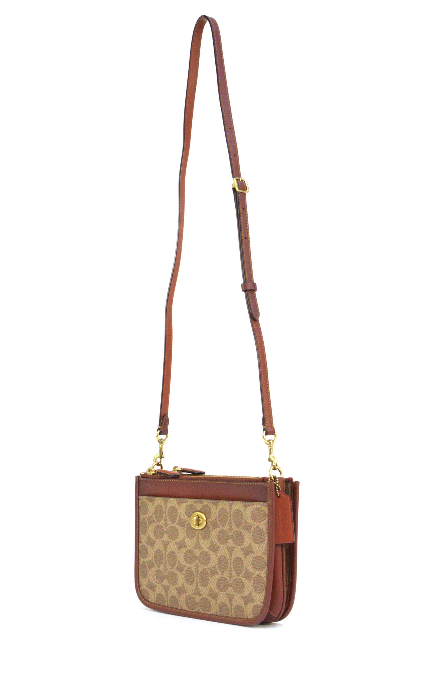 Coach Slim Turnlock Crossbody - Tan Rust