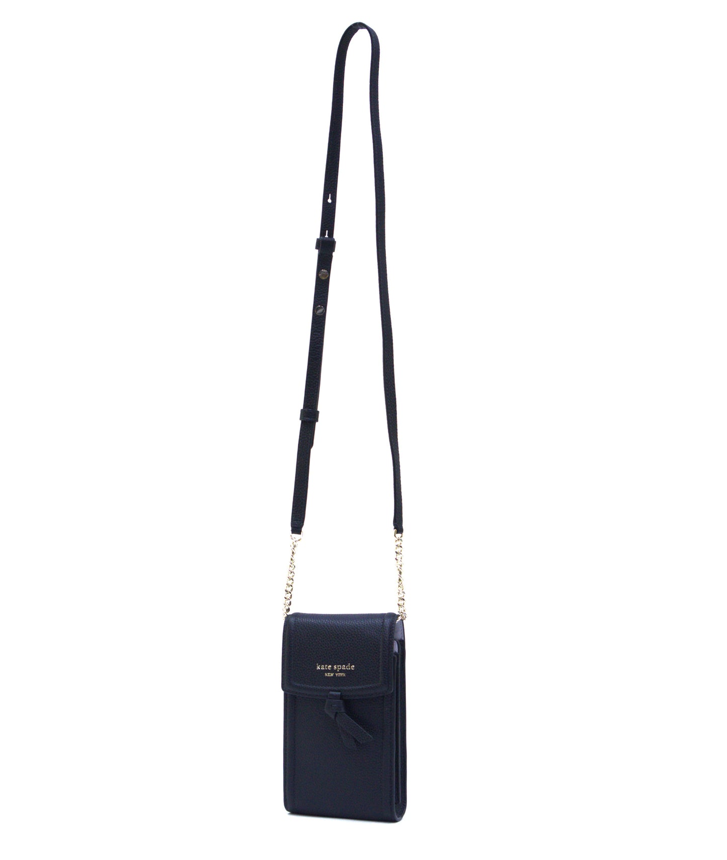 Kate Spade Knott Pebbled Leather NS Phone Crossbody - Black