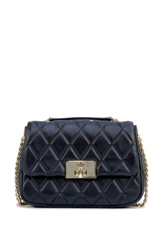 Kate Spade Small Quilted Smooth Leather Flap Crossbody Bag - Black