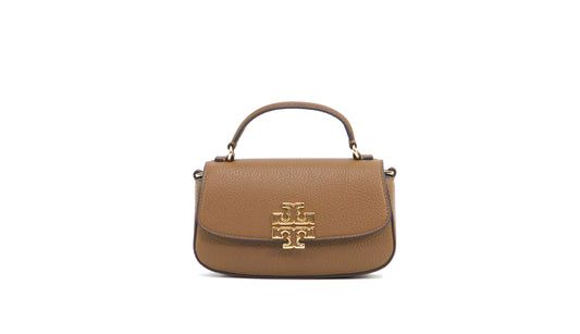 Tory Burch Britten Mini Top Handle Leather Crossbody Bag - Moose