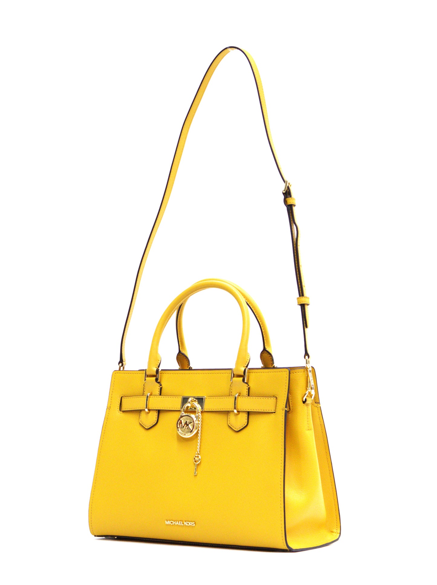 Michael Kors Hamilton Medium Satchel Shoulder Leather Bag - Golden Rod