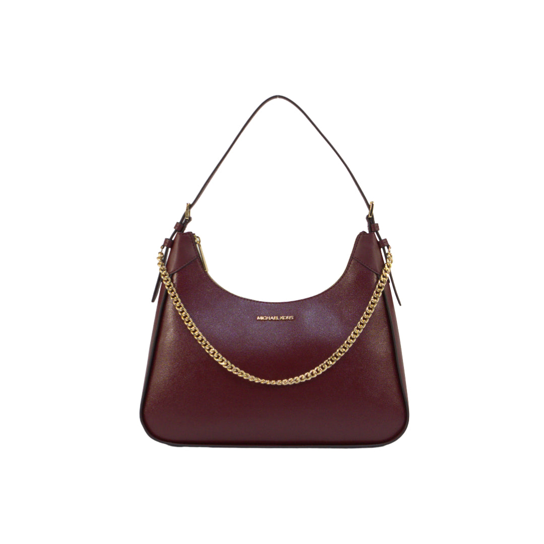 Michael Kors Wilma Large Leather Shoulder Bag - Dark Cherry