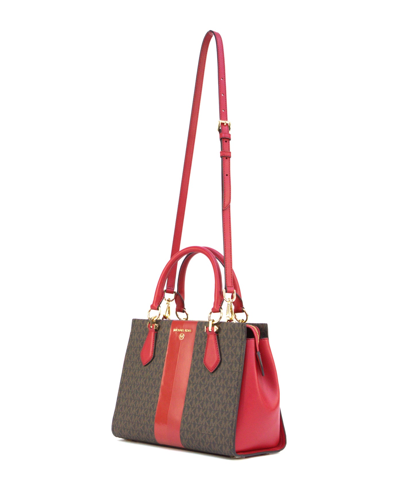 Michael Kors Medium Monogram Satchel Bag - Crimson