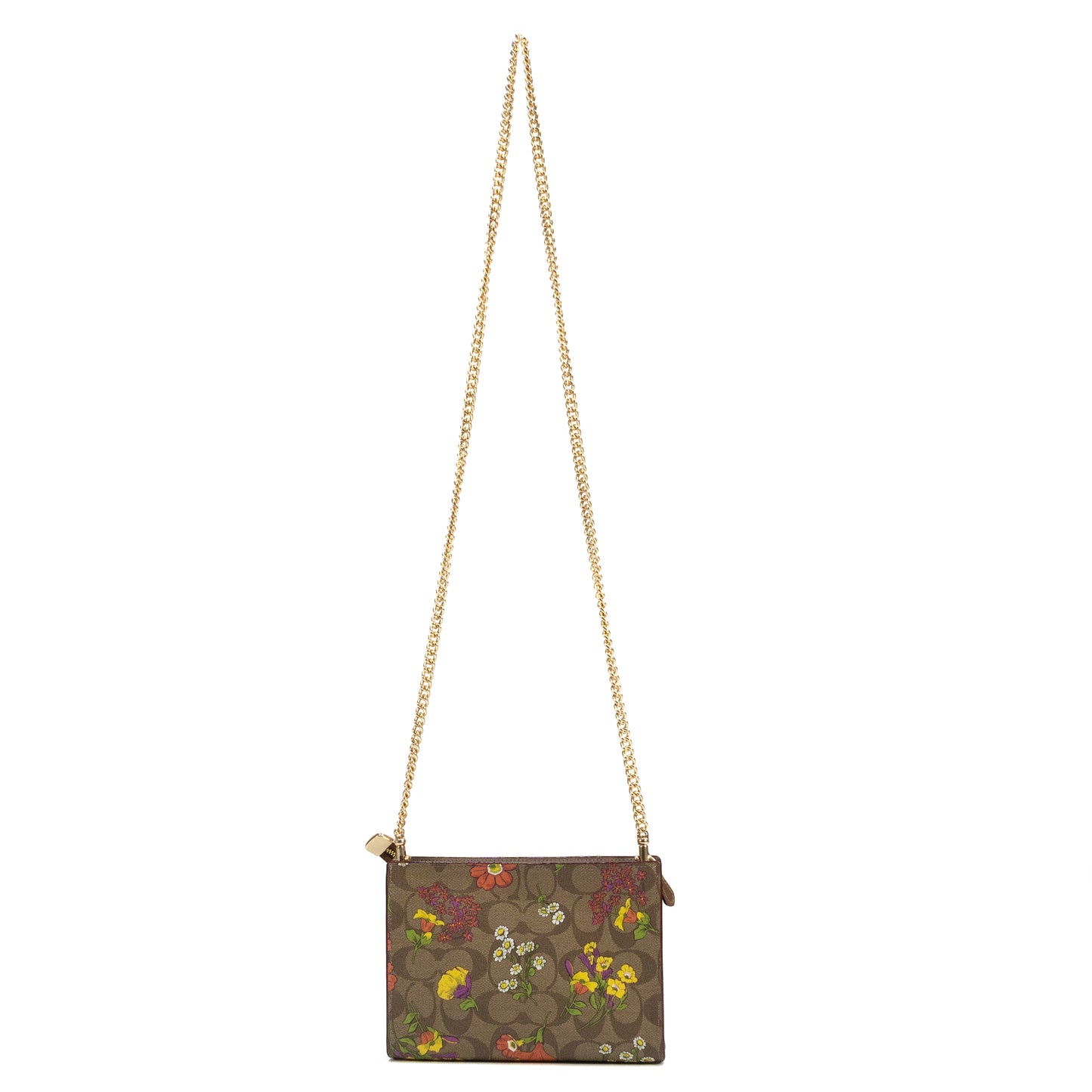 Coach Slim Crossbody In Signature Canvas With Floral Print - Khaki Multi