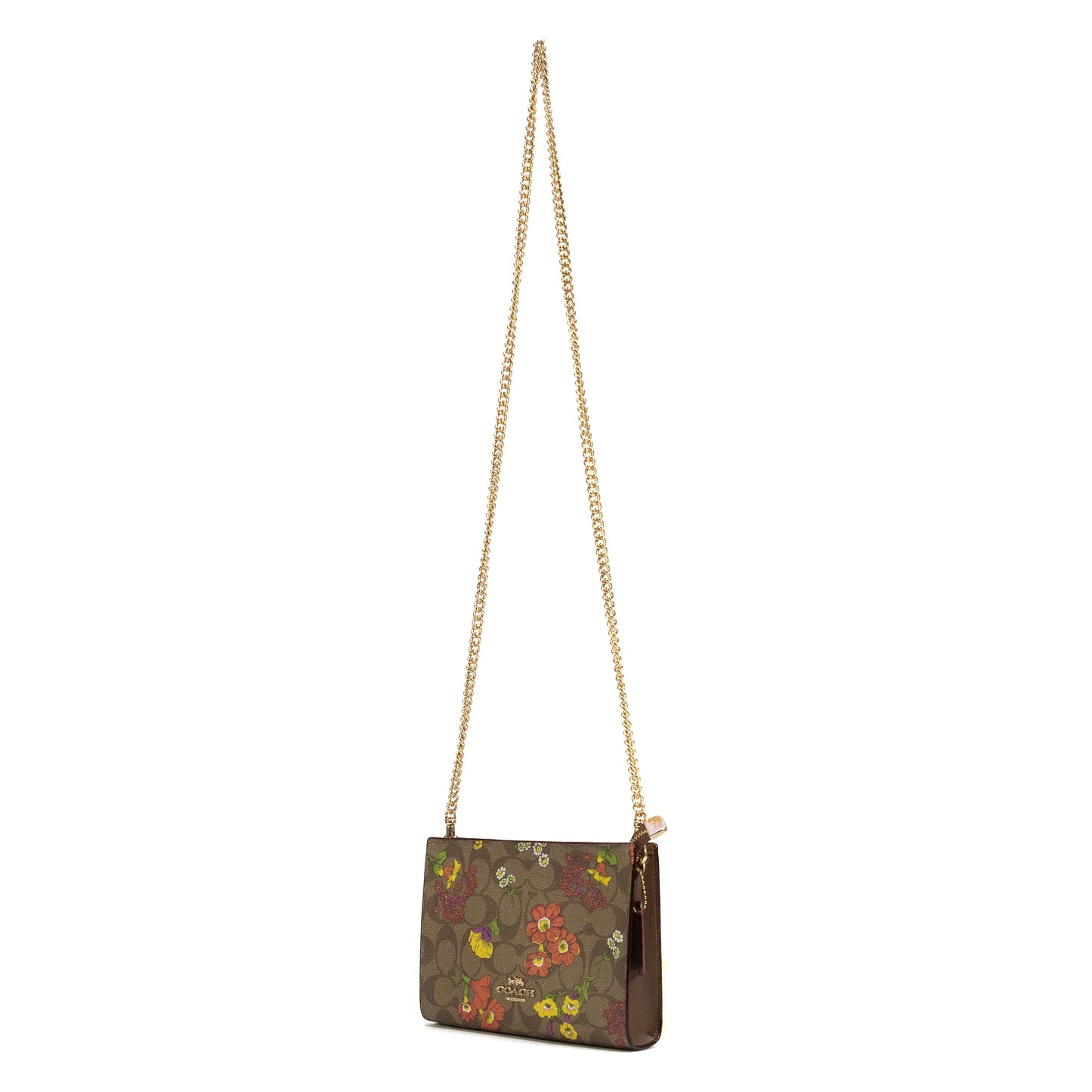 Coach Slim Crossbody In Signature Canvas With Floral Print - Khaki Multi