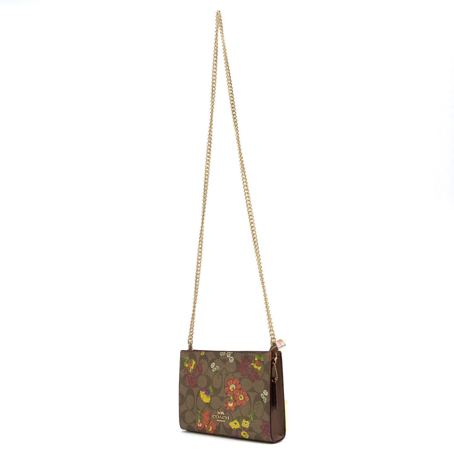 Coach Slim Crossbody In Signature Canvas With Floral Print - Khaki Multi