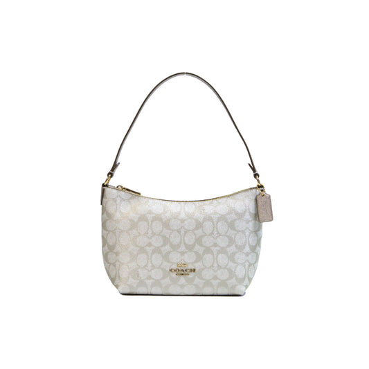 Coach Zip Top Shoulder Bag In Signature Canvas - Gold/Champagne Multi