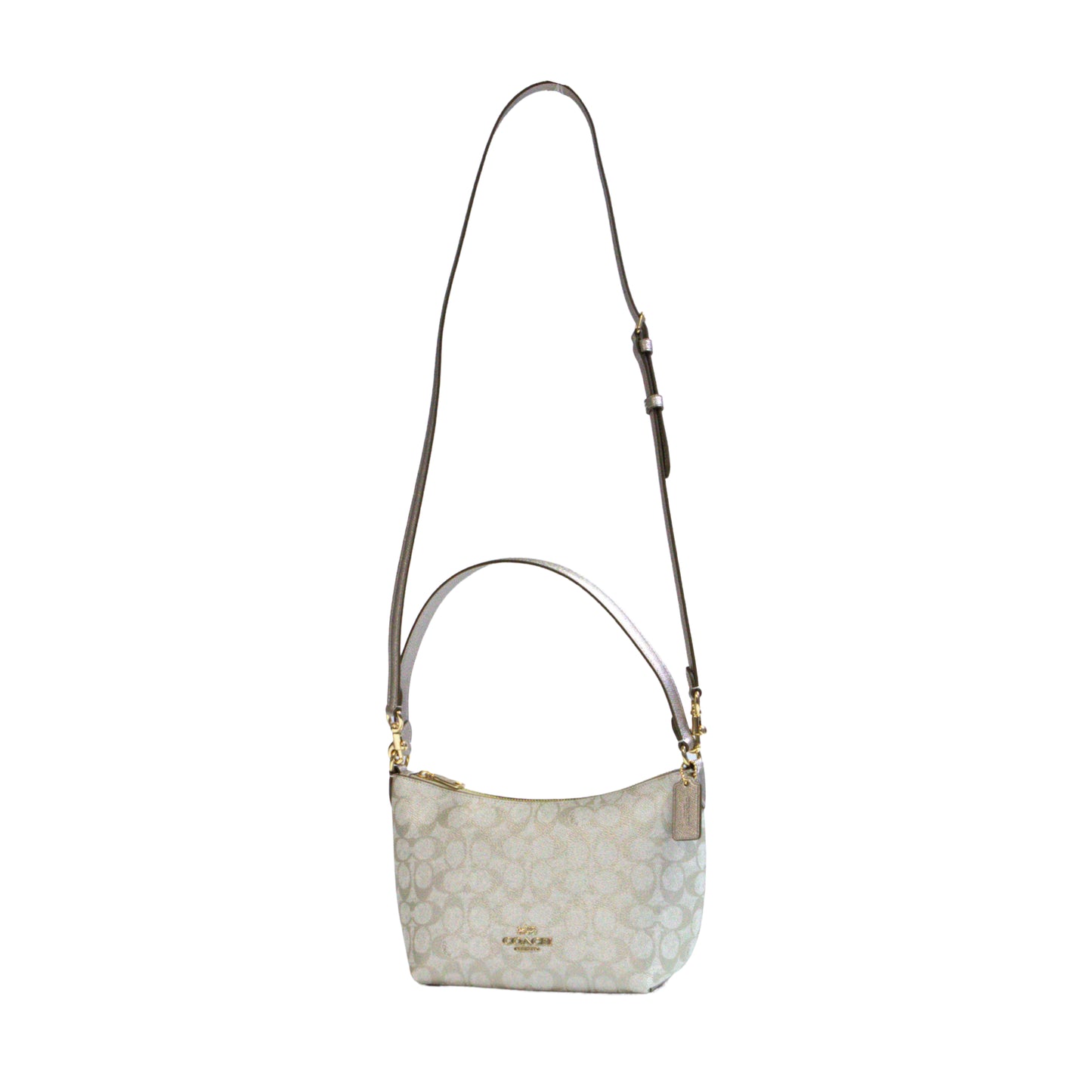 Coach Zip Top Shoulder Bag In Signature Canvas - Gold/Champagne Multi