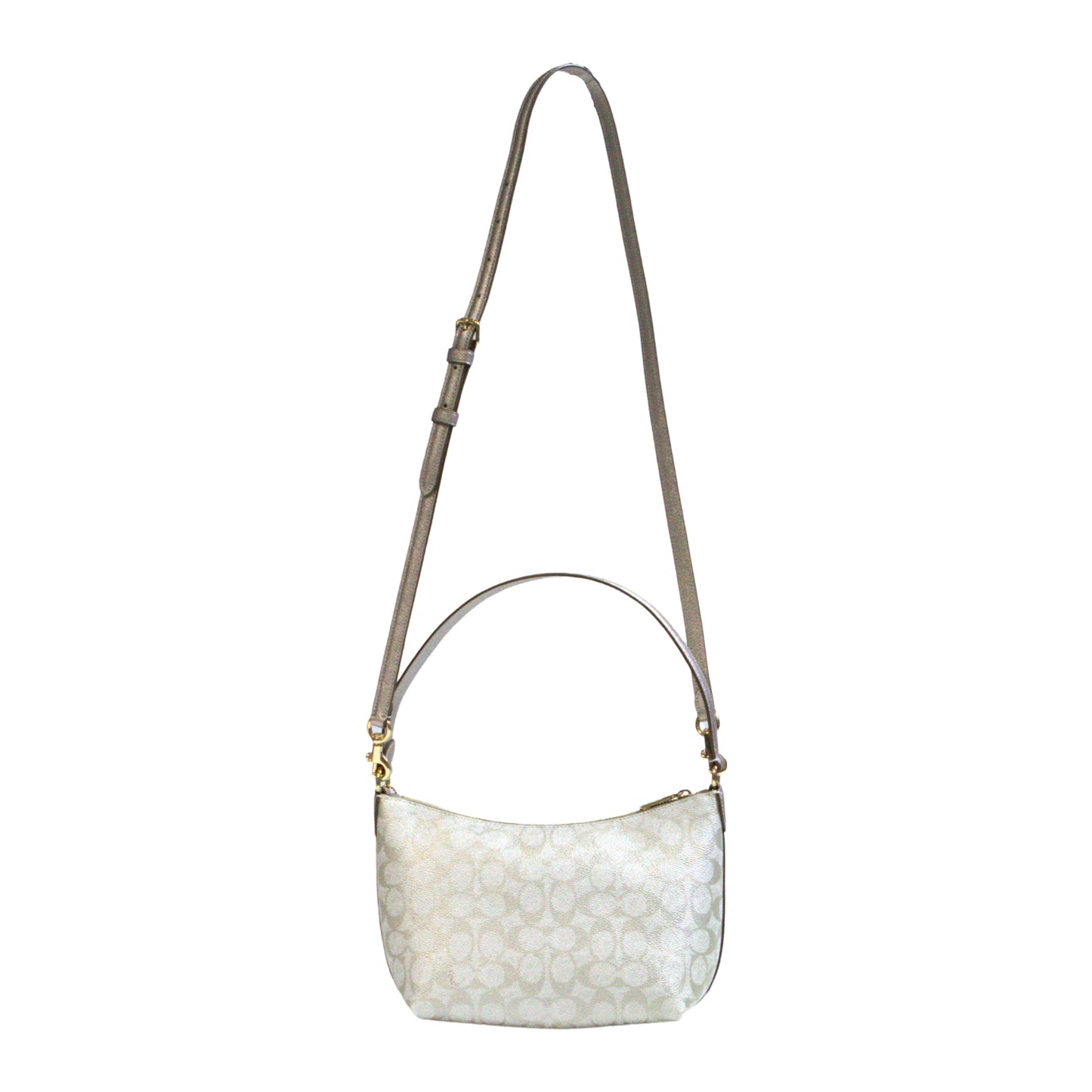 Coach Zip Top Shoulder Bag In Signature Canvas - Gold/Champagne Multi