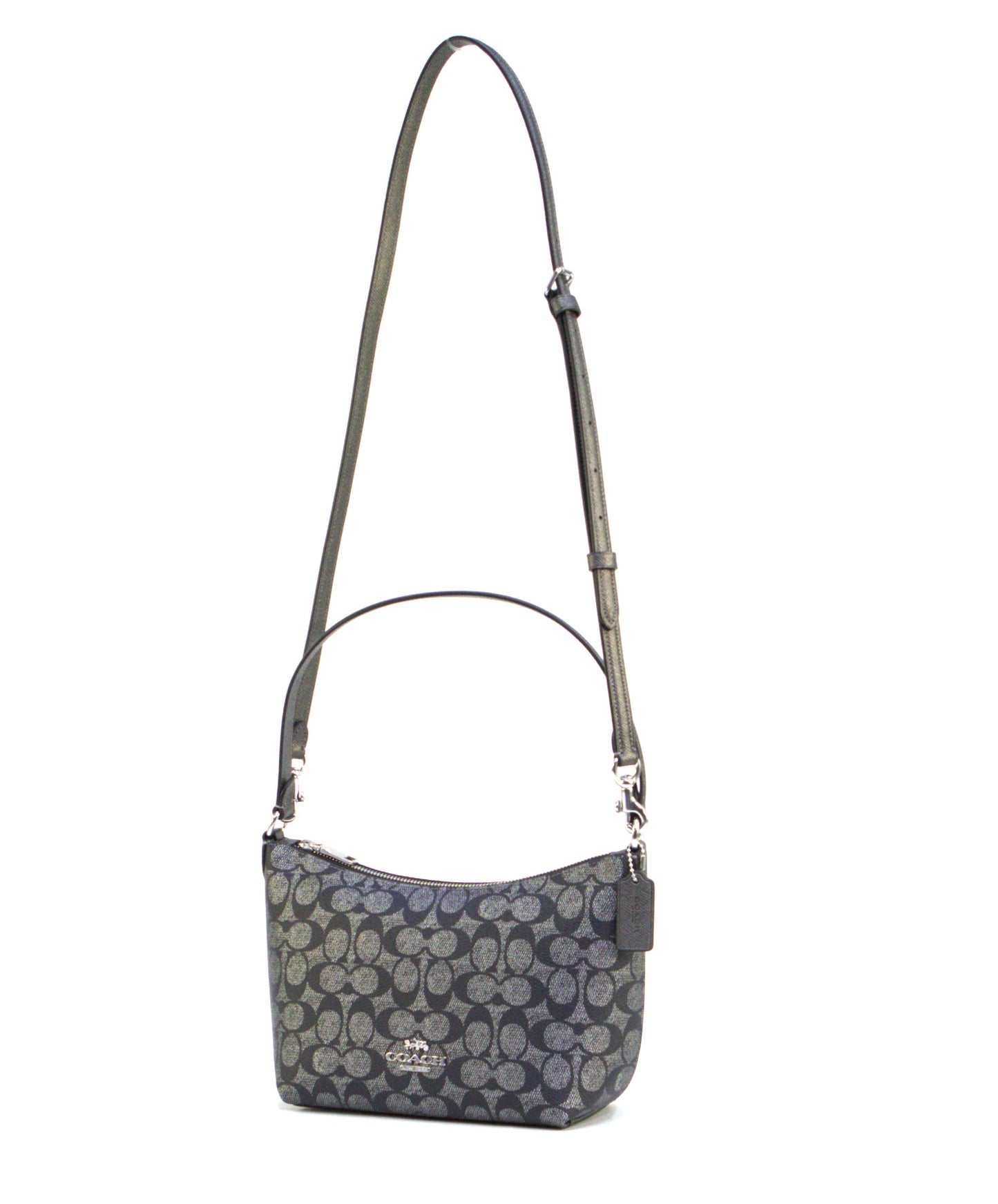 Coach Zip Top Shoulder Bag In Signature Canvas - Silver/Gunmetal Multi