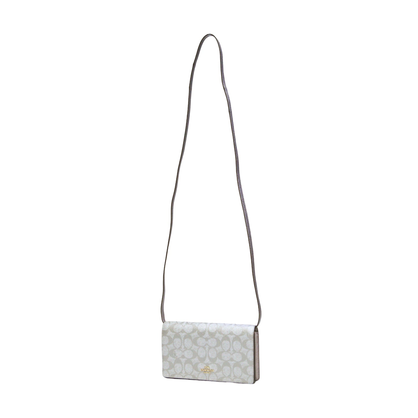 Anna Foldover Clutch Crossbody Bag In Signature Canvas - Gold/Champagne Multi