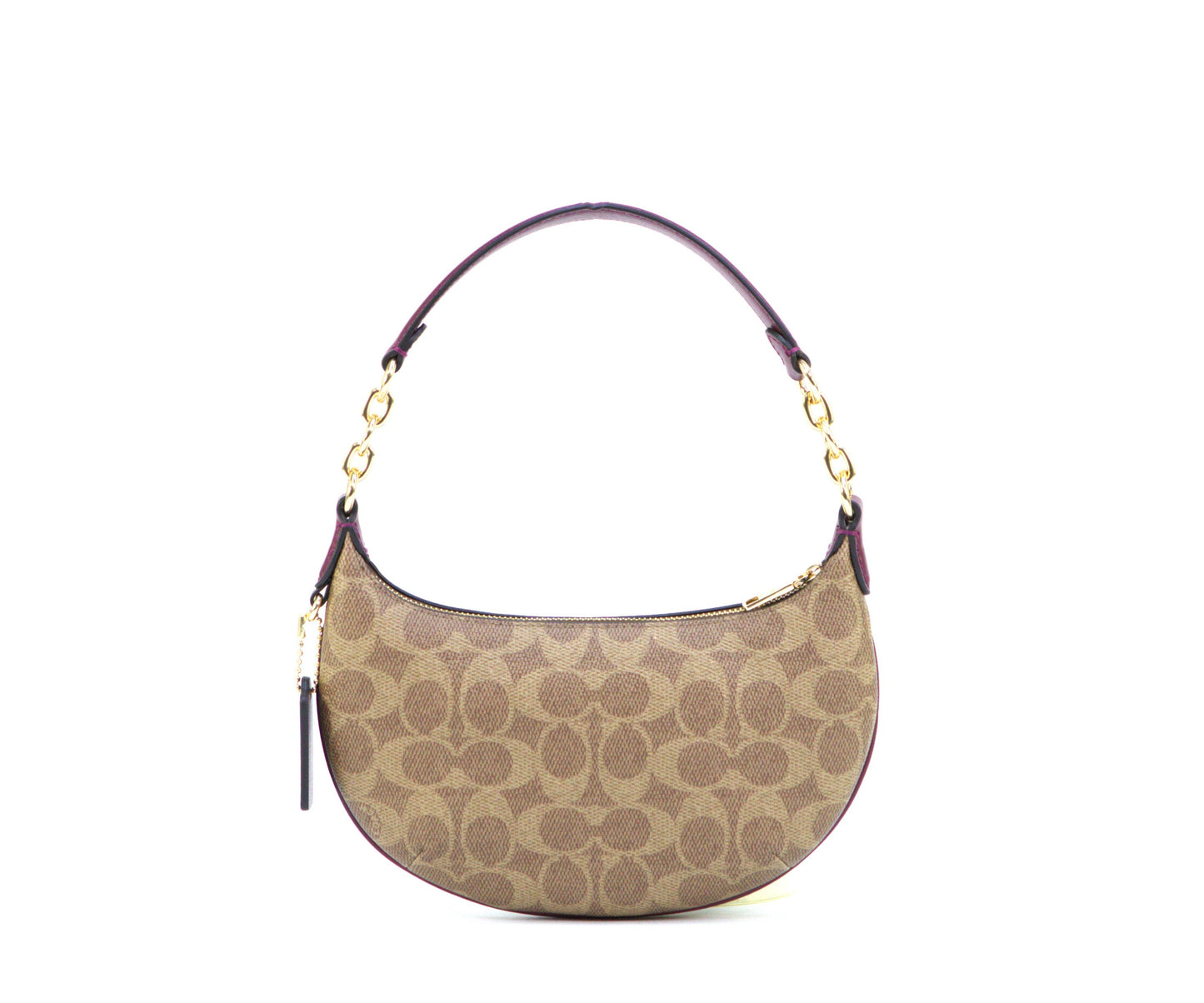 Coach Mini Payton Bag In Signature Canvas With Horse And Carriage Print - Tan/Black Cherry