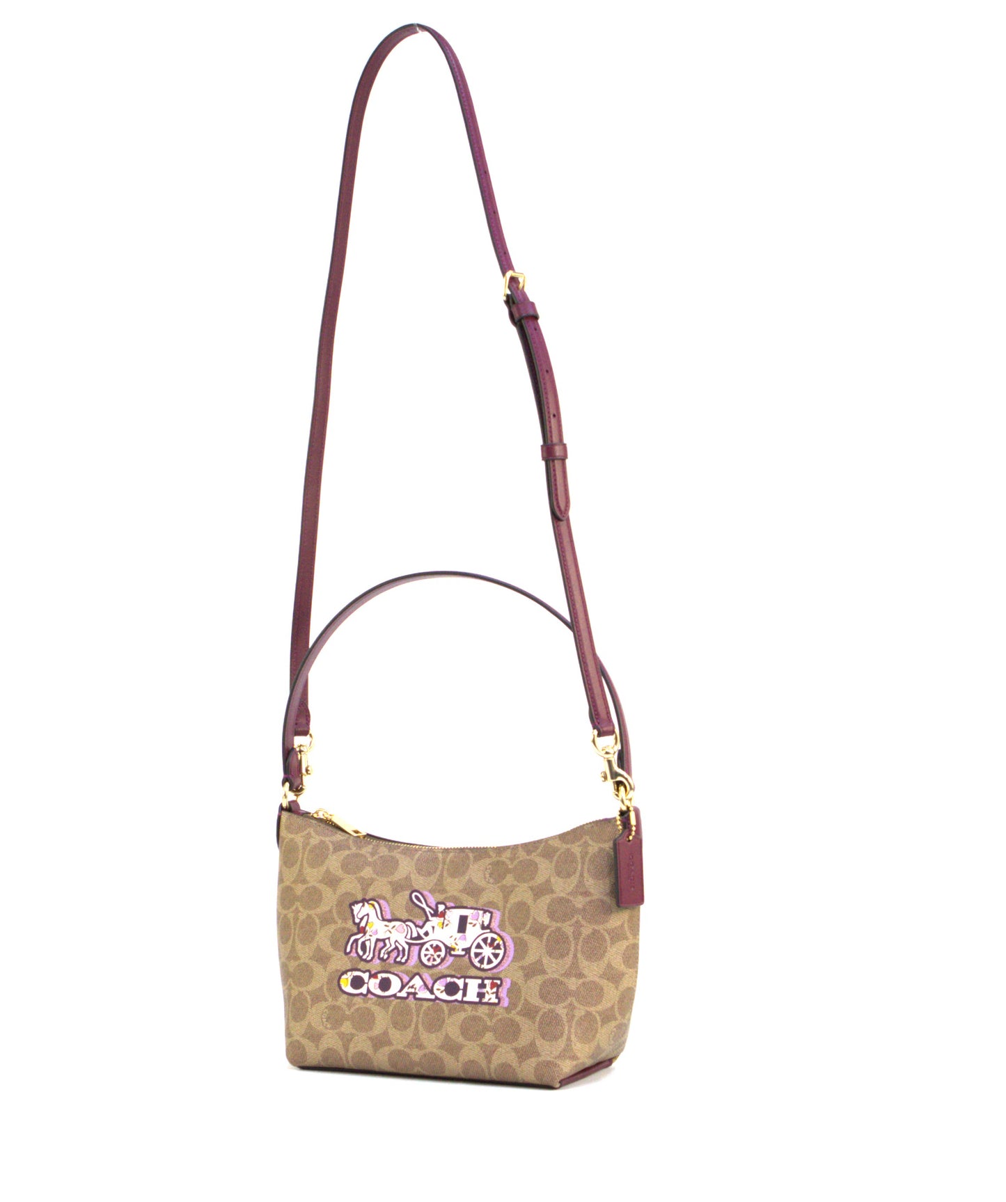 Coach Zip Top Shoulder Bag In Signature Canvas With Horse And Carriage Print