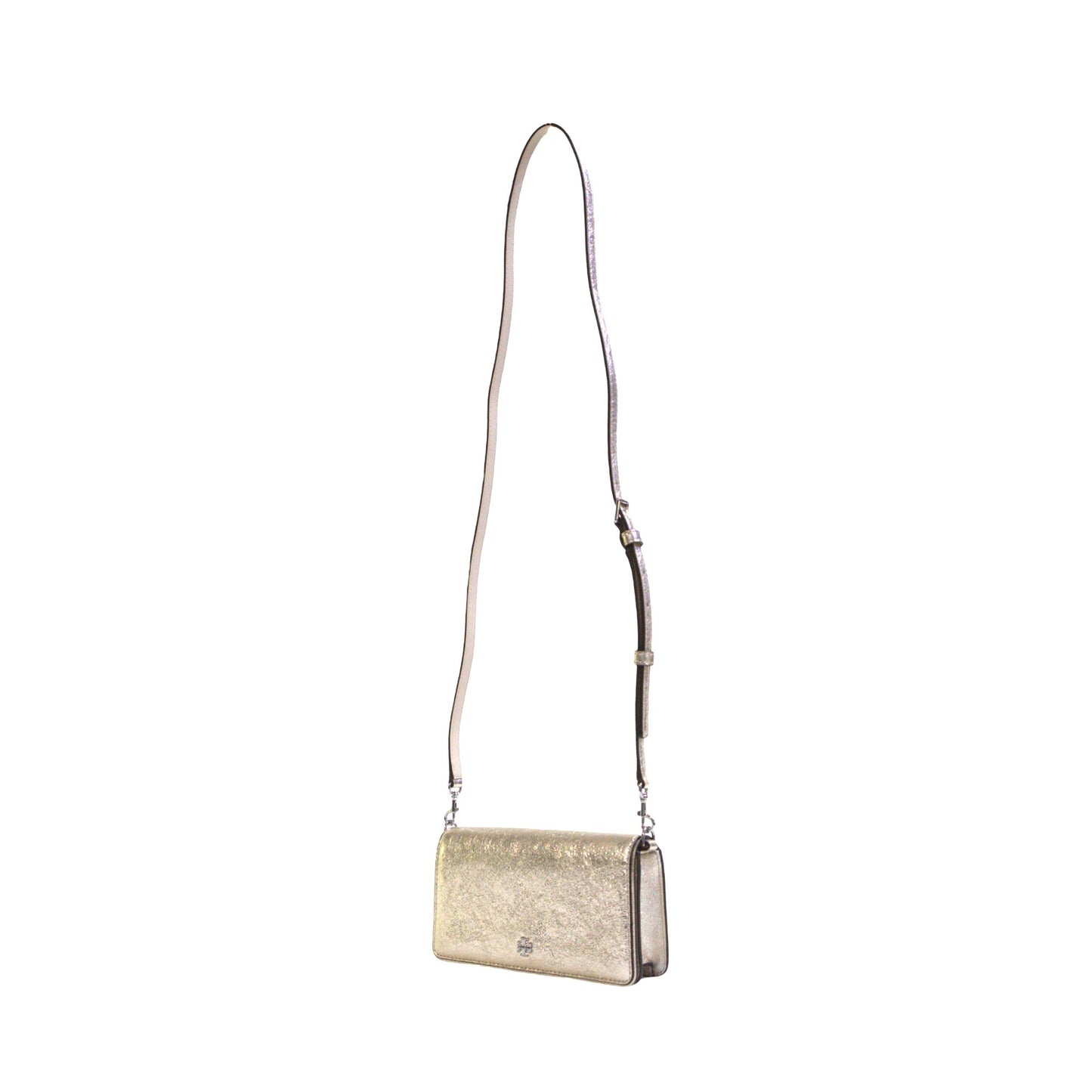 Tory Burch Emerson Metallic Leather Mini Crossbody - White Gold