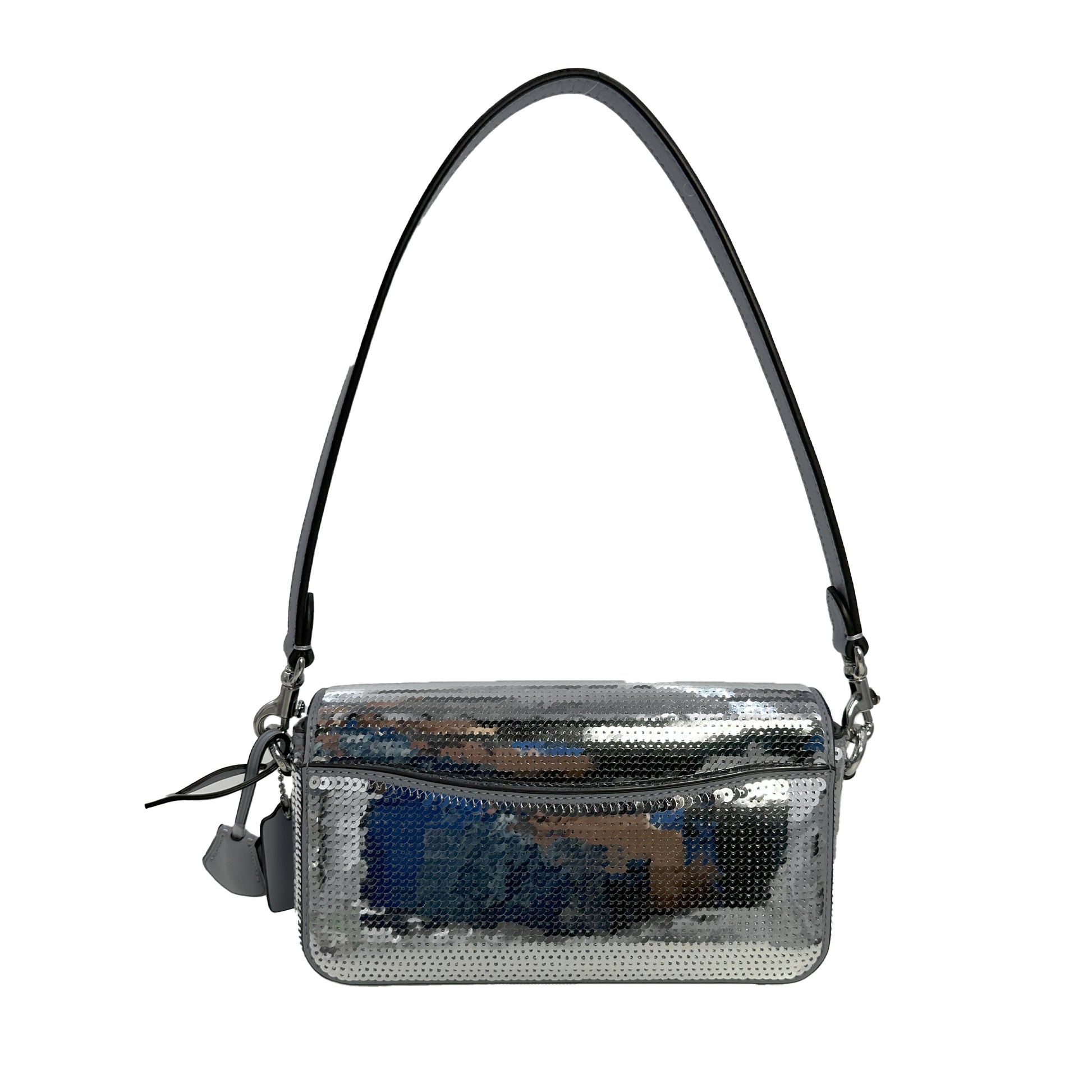 Coach Studio Baguette Bag With Sequins - Silver/Silver - 196395086320