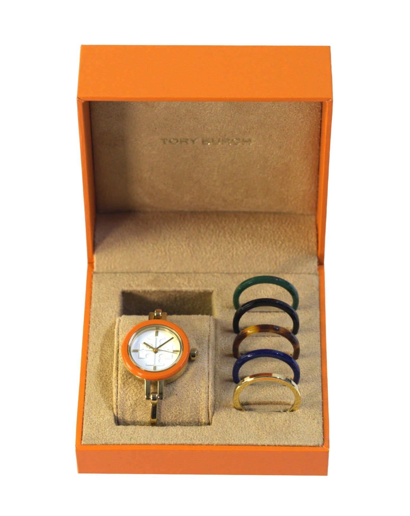 Tory Burch Gigi Small Gold Bangle Watch Interchangeable Bezel Set - TBW2100