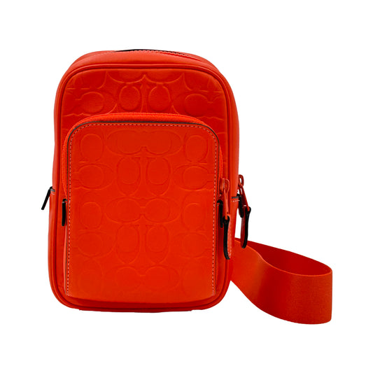 Coach Track Pack 14 In Signature Leather - Red Orange