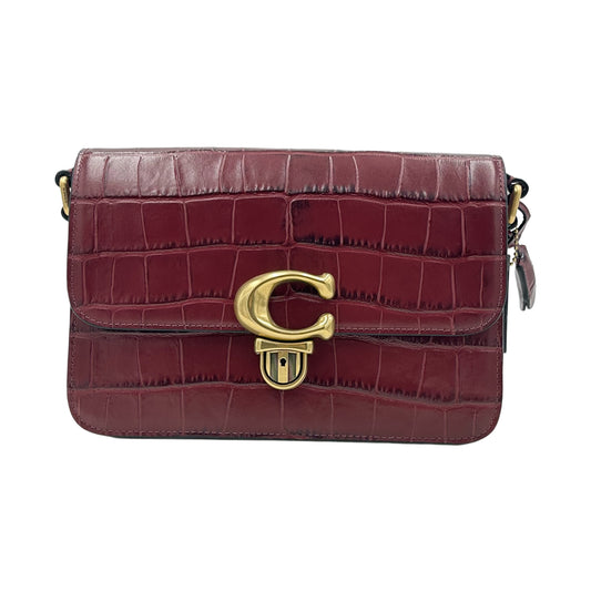 Coach Studio Embossed Croc Crossbody Shoulder Bag - Wine