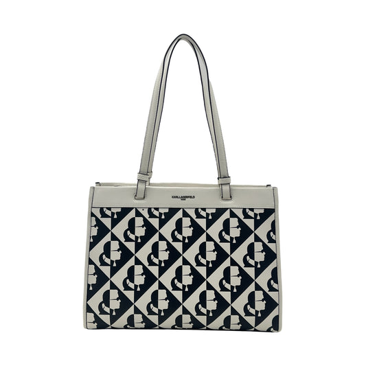 Karl Lagerfeld Maybelle Logo Large Tote Bag - White/Black