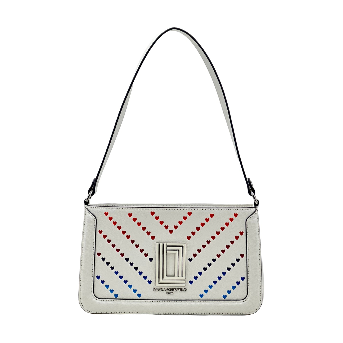 Karl Lagerfeld Simone Ombre Heart Shoulder Bag - White