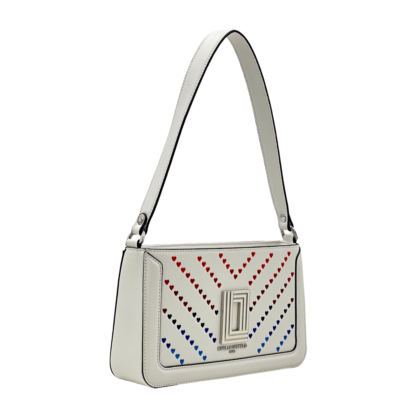 Karl Lagerfeld Simone Ombre Heart Shoulder Bag - White