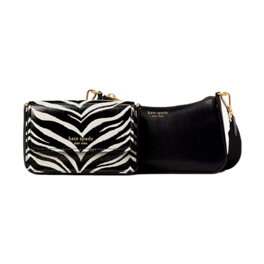 Kate Spade Morgan Zebra Embossed Double Up Crossbody - Black Multi