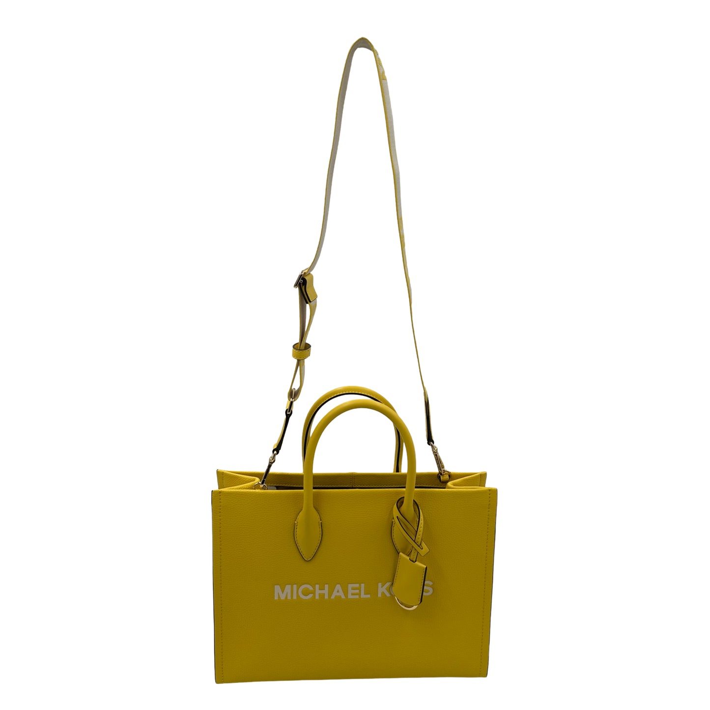 Michael Kors Mirella Medium Leather East West Crossbody Tote Bag - Golden Yellow