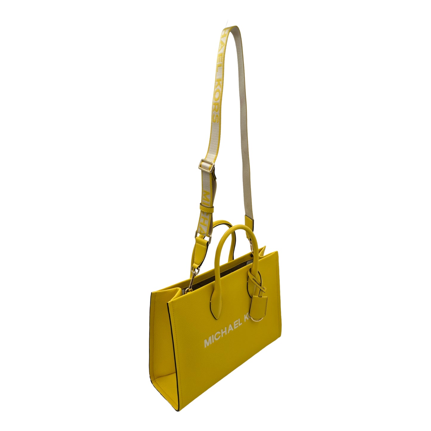 Michael Kors Mirella Medium Leather East West Crossbody Tote Bag - Golden Yellow