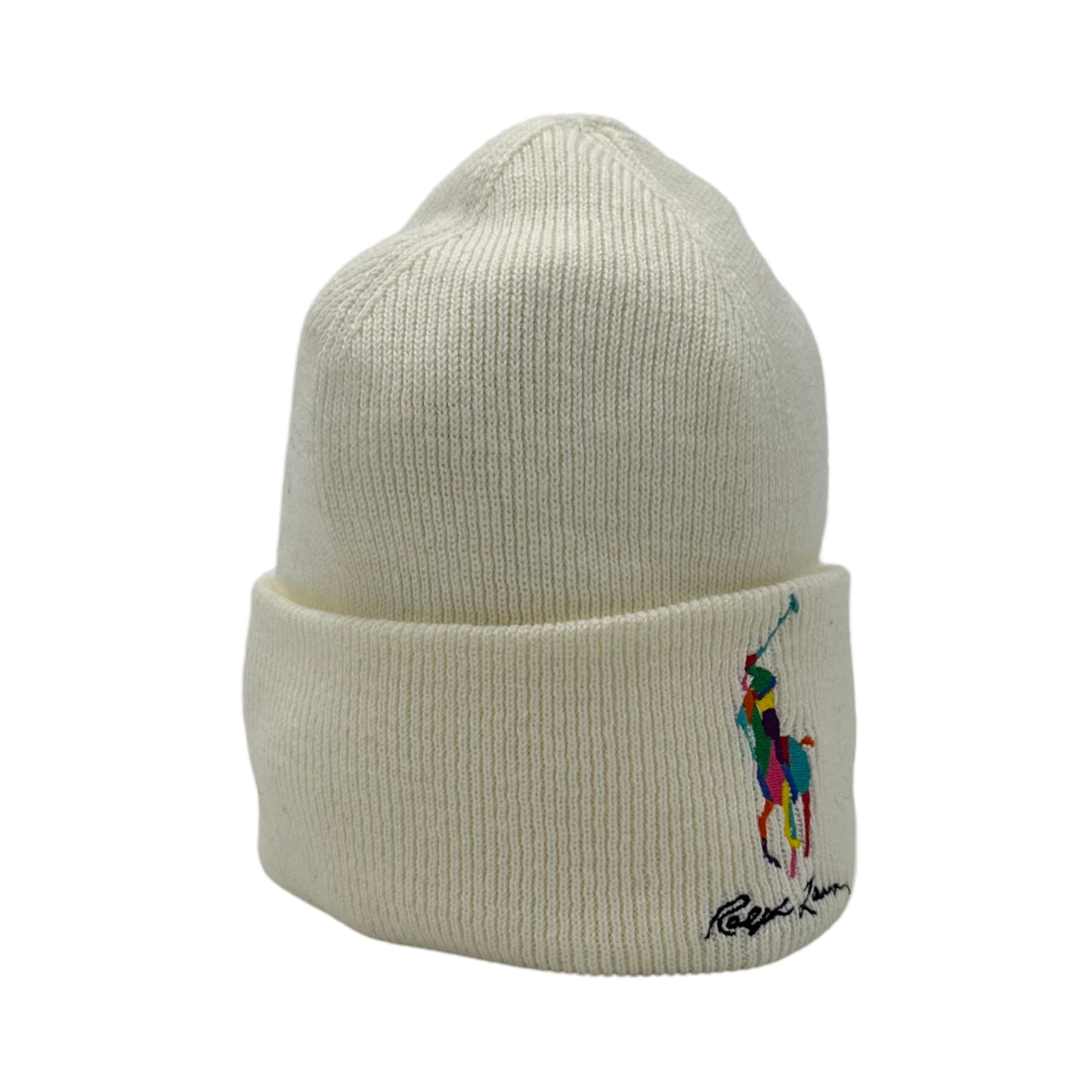 Polo Ralph Lauren Rainbow Logo Beanie - White