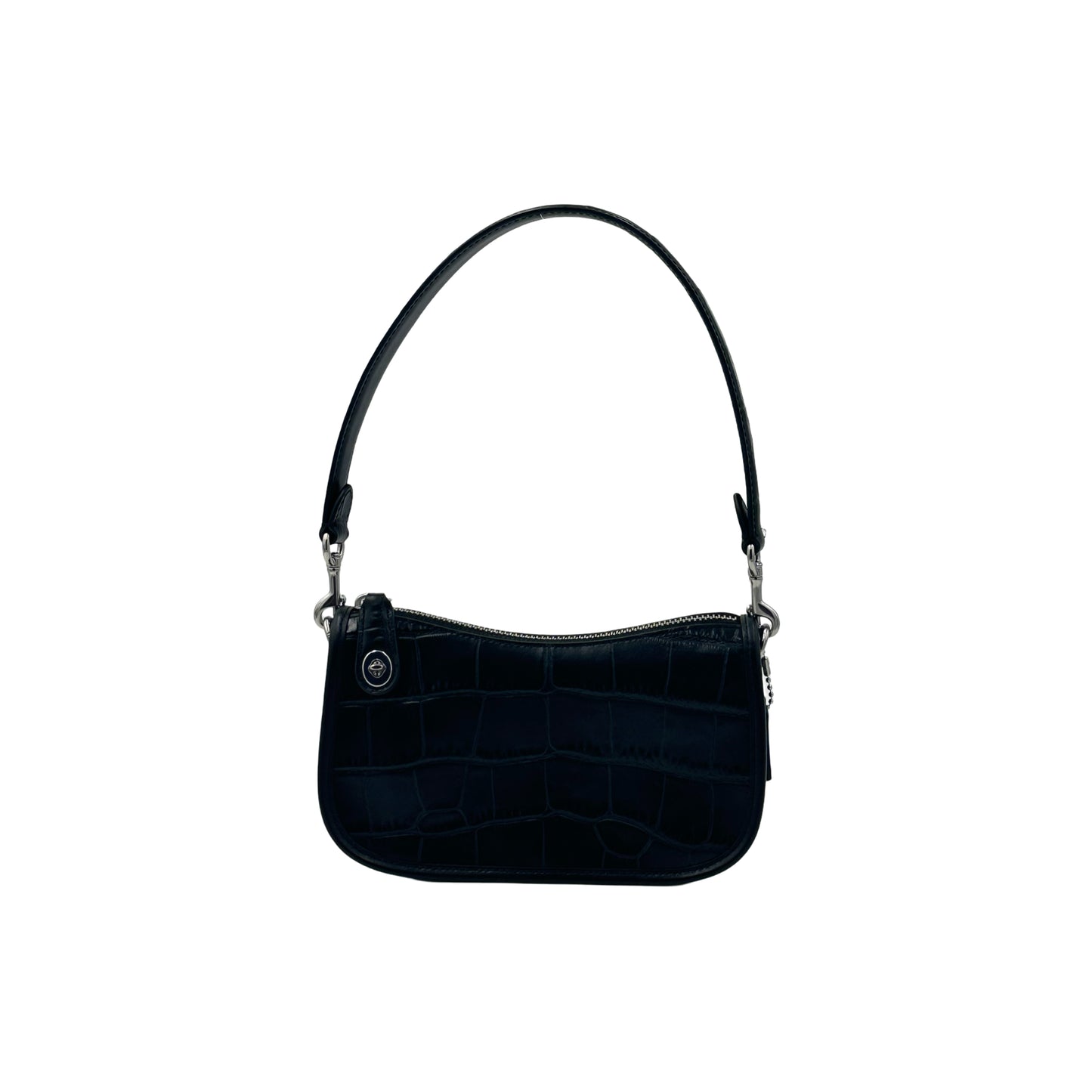 Coach Embossed Croc Leather Swinger 20 Shoulder Bag - Black