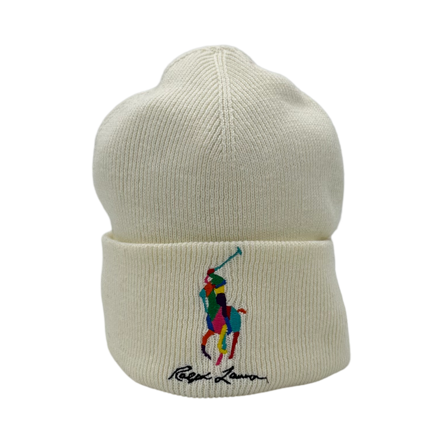 Polo Ralph Lauren Rainbow Logo Beanie - White