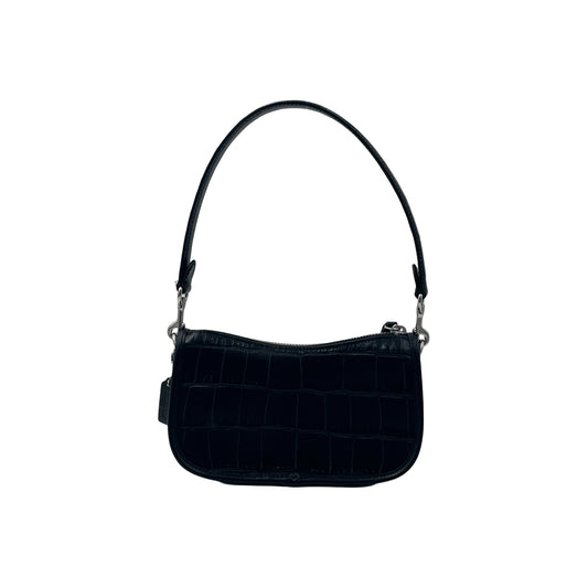 Coach Embossed Croc Leather Swinger 20 Shoulder Bag - Black