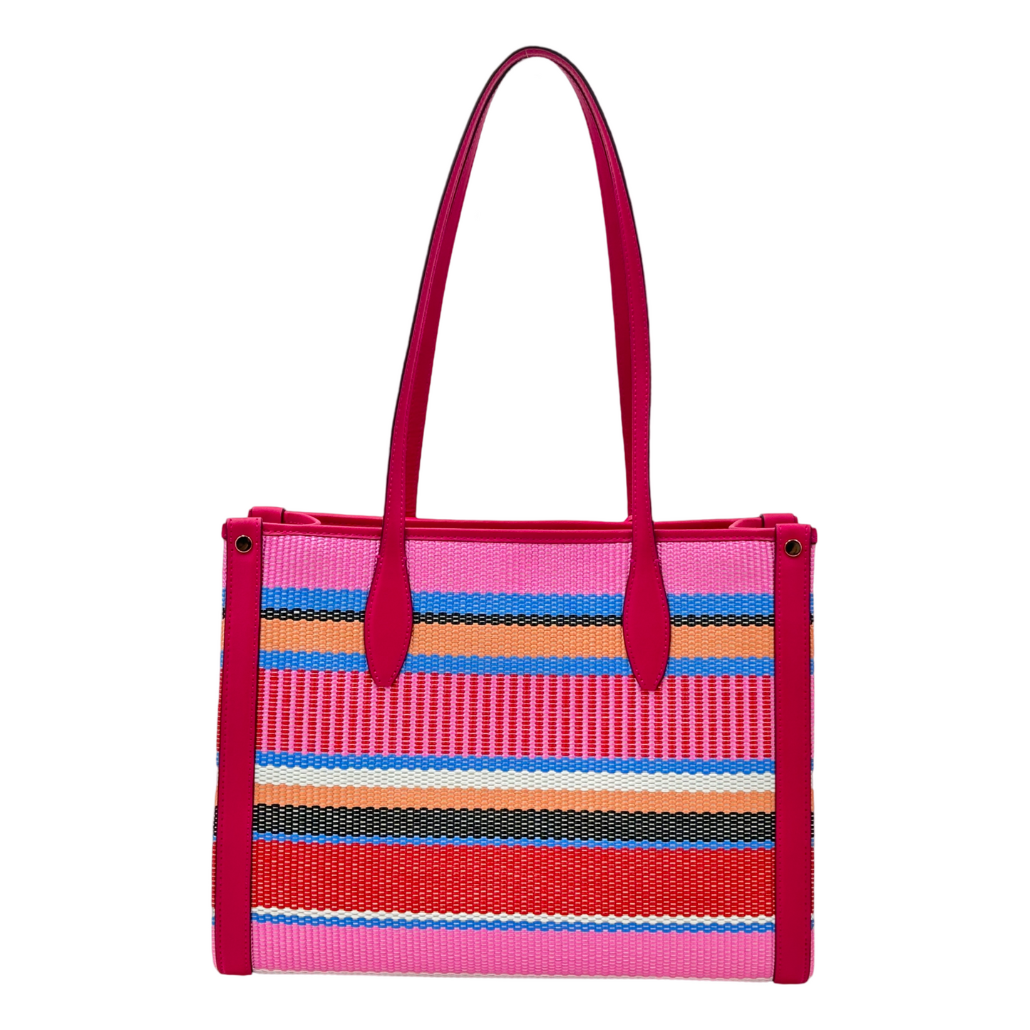 Kate Spade Market Striped Woven Straw Medium Tote - Wild Raspberry Multi