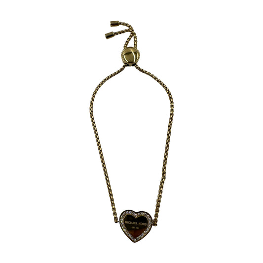 Michael Kors Heritage Pave Heart Logo Gold-Tone Slider Bracelet - MKJ5389710