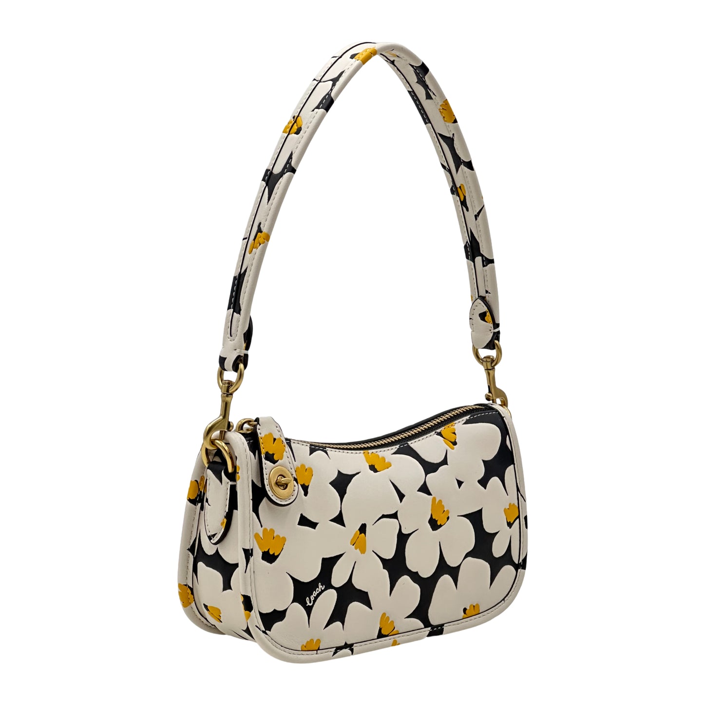 Coach Leather Floral Swinger 20 Shoulder Bag - Chalk Multi