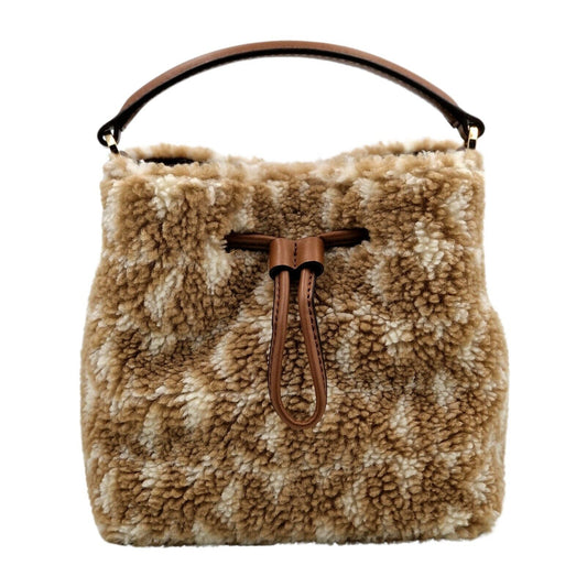 Michael Kors Suri Small Logo Faux Fur Crossbody Bag - Light Cream Multi