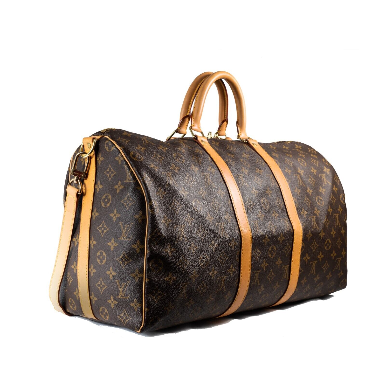 Louis Vuitton Vintage Brown Monogram Canvas Keepall Bandouliere Duffel Bag -Pre Loved