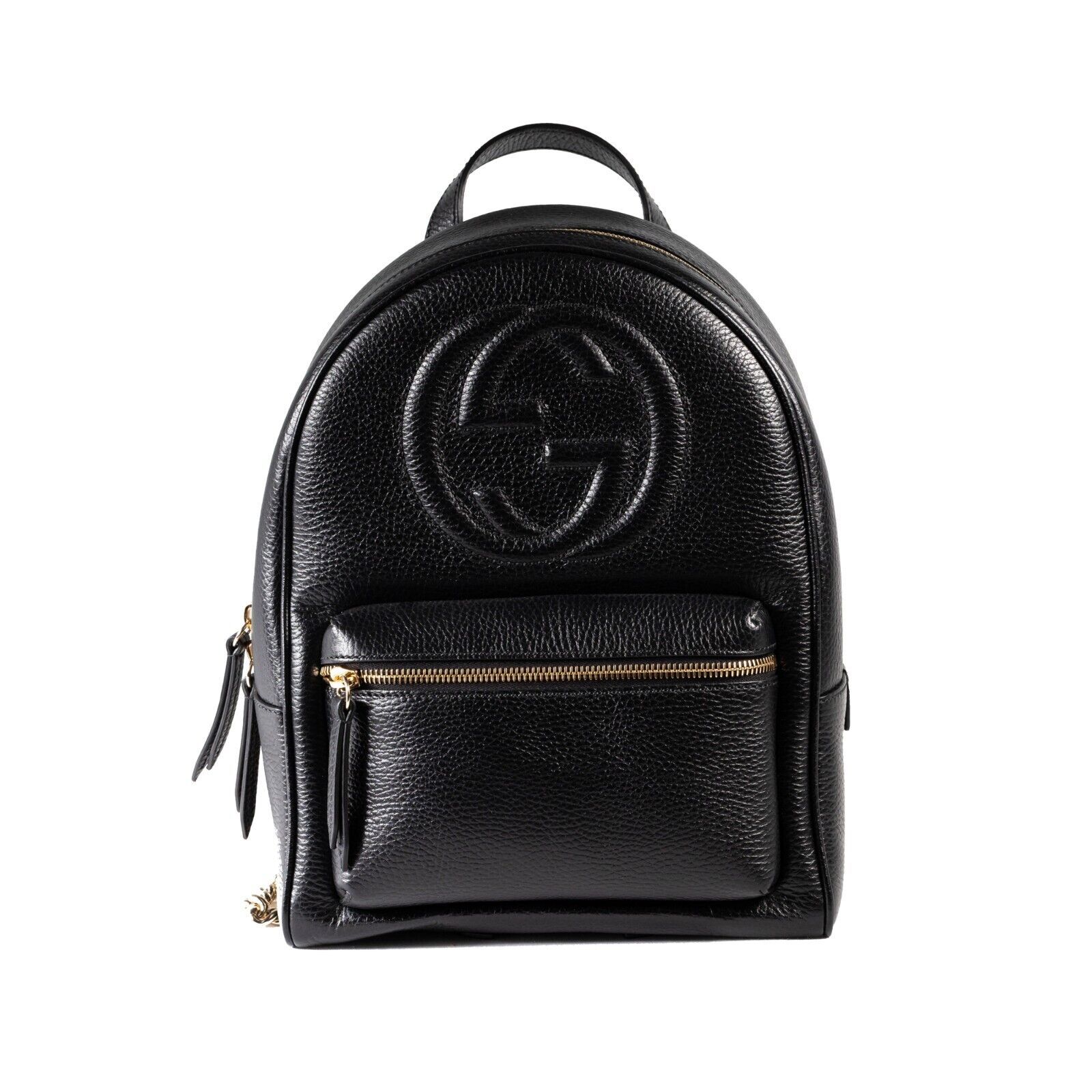 Gucci Soho Backpack Black Leather Gold Chain Straps www.unoo