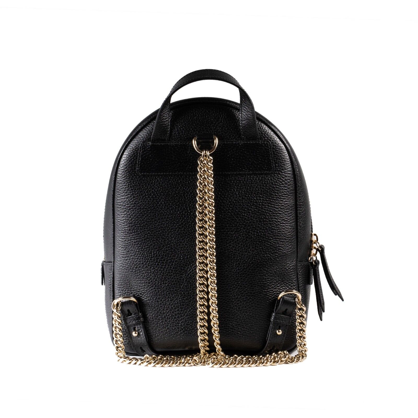 Gucci Soho Backpack Black Leather Gold Chain Straps www.unoo